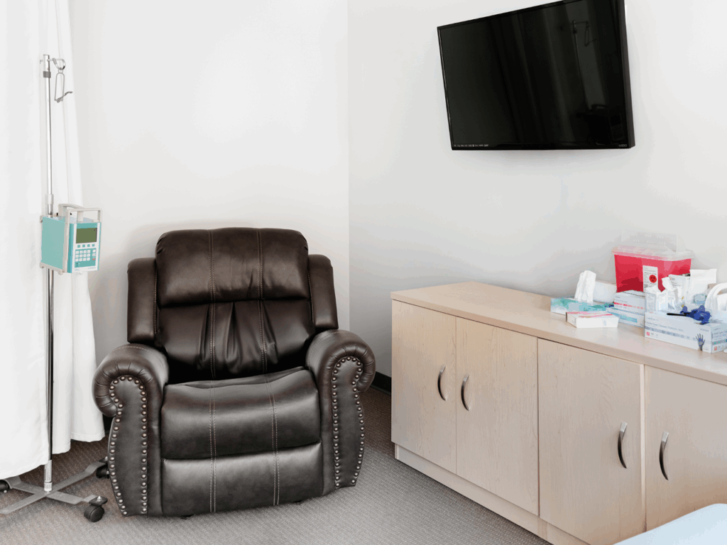 Comfortable infusion chair at the San Diego Infusion Center