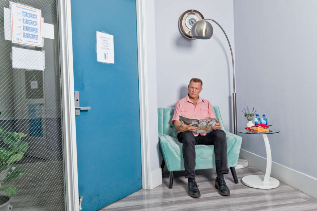 Patient waiting for infusion therapy