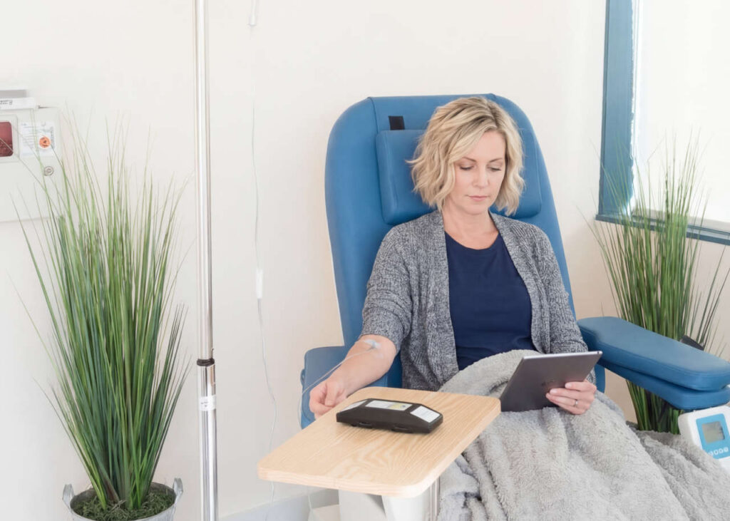 Patient receiving infusion therapy at Trinity Infusion Center